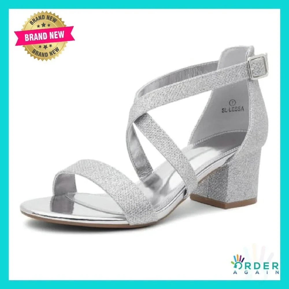 Chunky Block Heel Sandals Open Toe Ankle Strap Elegant Dressy Party Wedding